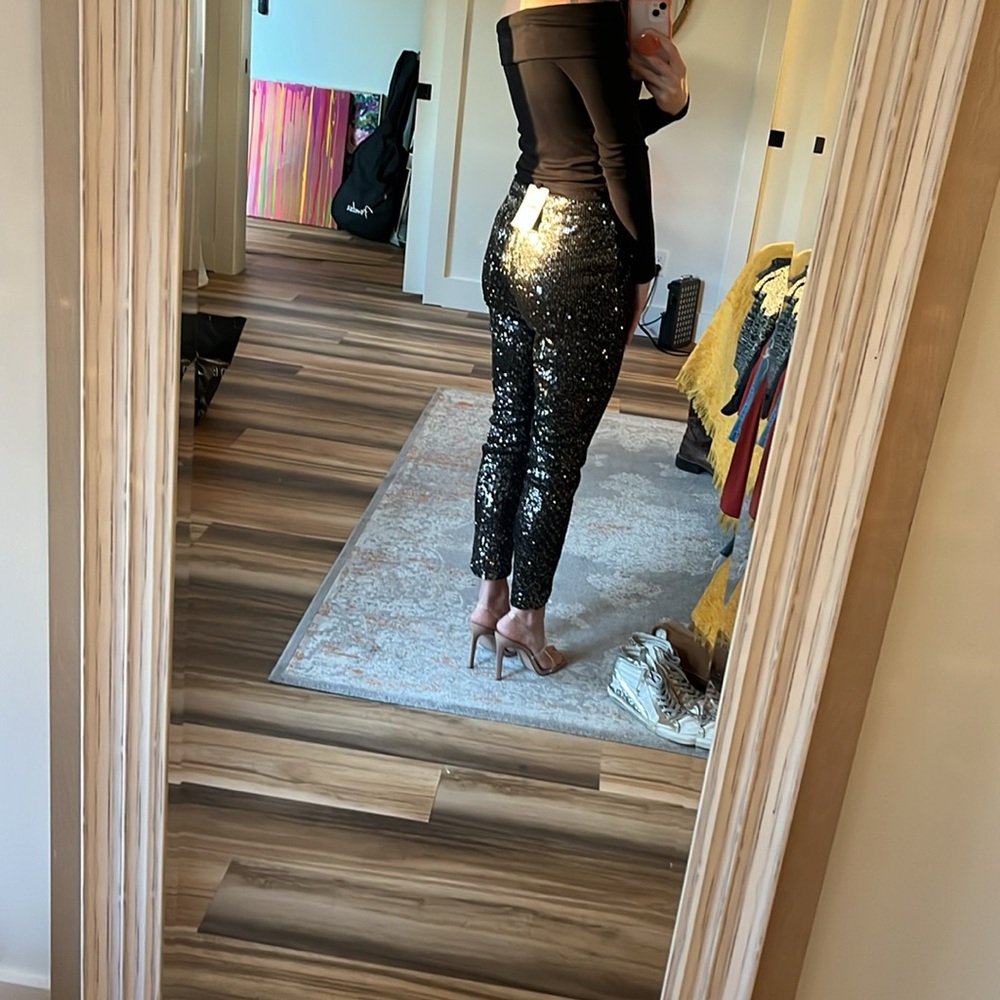 REISS NWT Hero Sequin Trouser Women’s Size 2 - Picture 3 of 9